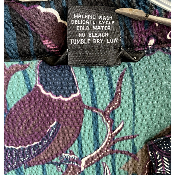 CITRON SANTA MONICA Size 3XL Purple Blue Floral Silk Textured Long Sleeve Tunic - Picture 8 of 10